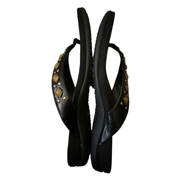 VIONIC Orthaheel Floriana Croco Black Jeweled Beaded Orthotic Flip Flops Size 7 - Picture 4 of 15